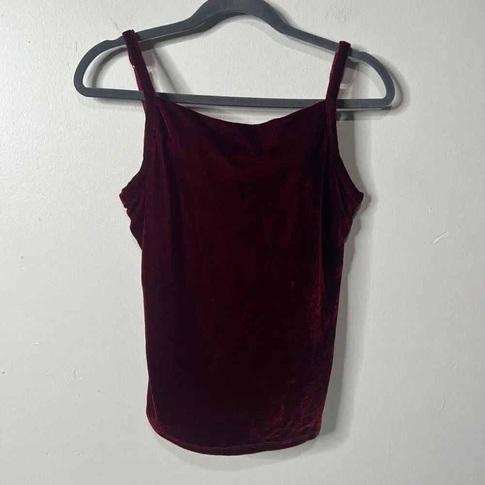 Orvis Burgundy Velour Built In Bra Camisole Tank Top Sz 38D